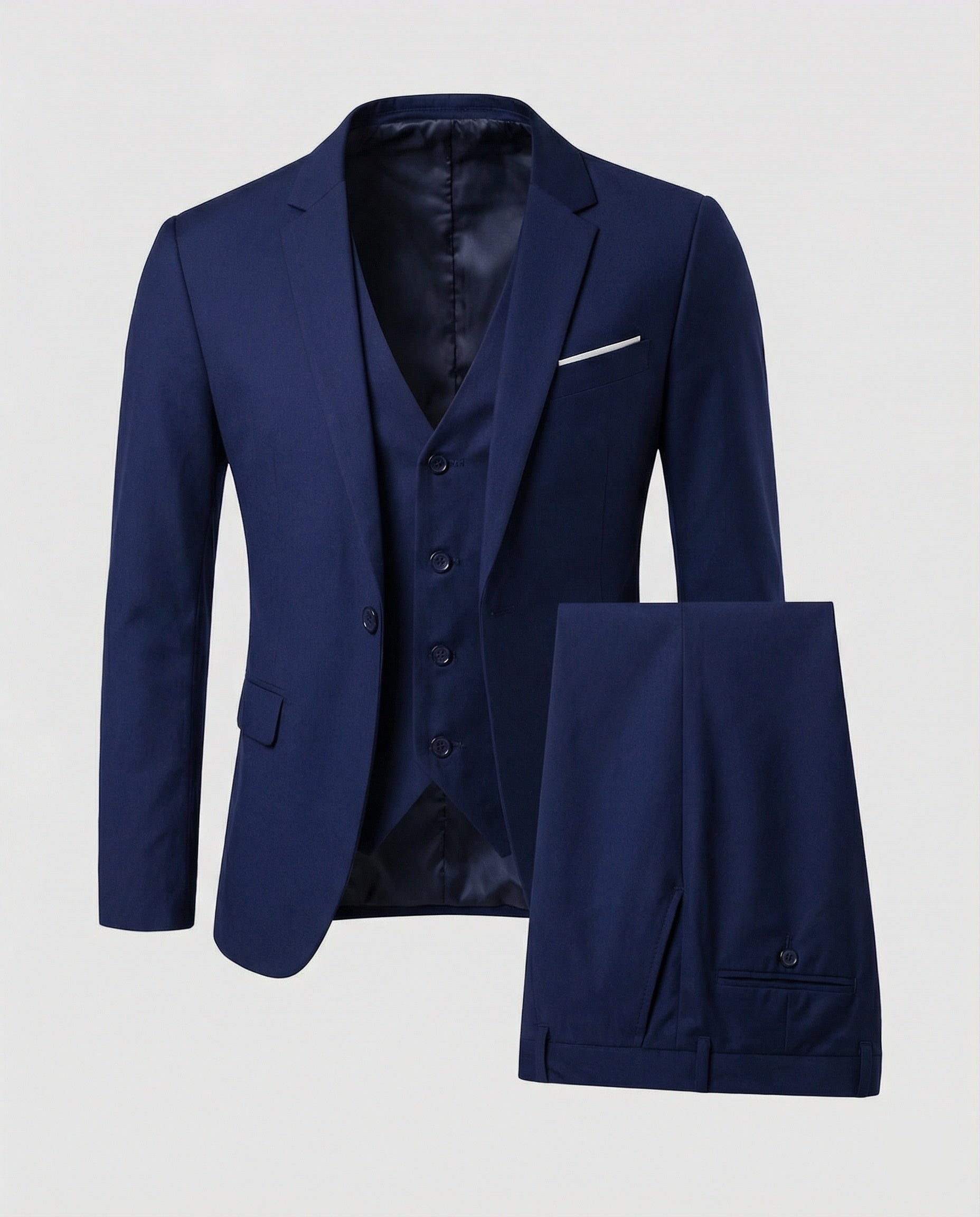 Costum formal bărbătesc cu croială cambrată – ținută modernă din trei piese pentru nunți și afaceri
