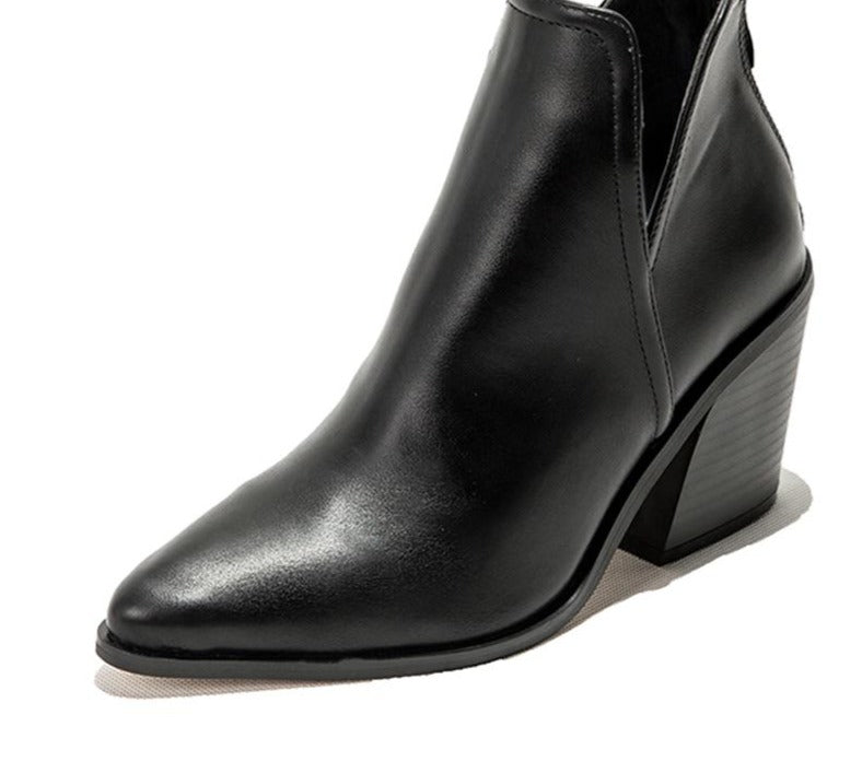 Damen-Cowboy-Stiefeletten mit Absatz - Westernstil mit bedrucktem Blockabsatz für lässige Alltags- und Abendmode