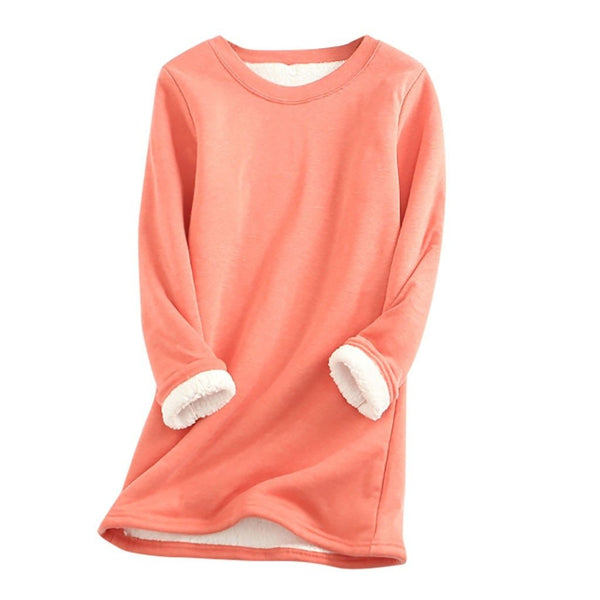 Lang sweatshirt til kvinder i fleece – Blød pullover med rund hals til hyggelig lag-på-lag-stil om efteråret