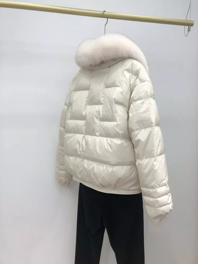 Dames donsjas met zachte kraag – Losjes vallende isolerende laag voor elegante winterkleding