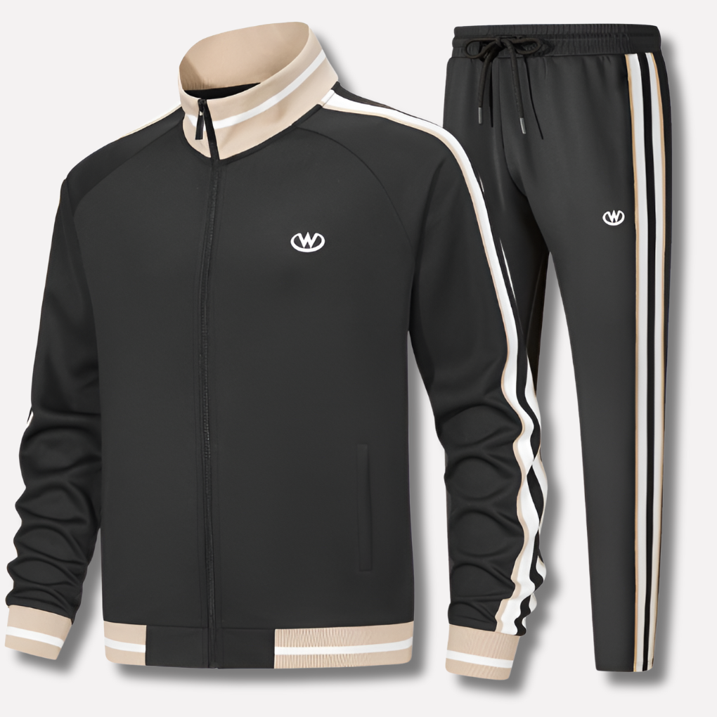 Chaqueta con cremallera para hombre, conjunto deportivo con detalle de rayas