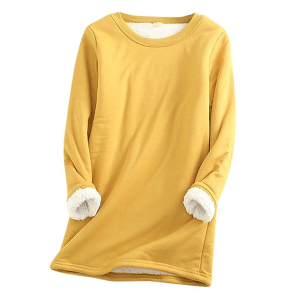 Lang sweatshirt til kvinder i fleece – Blød pullover med rund hals til hyggelig lag-på-lag-stil om efteråret