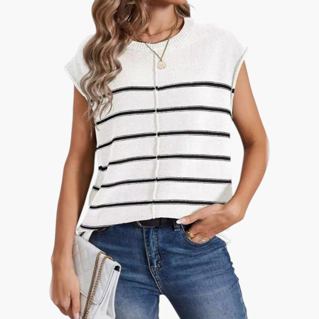 Lichtgewicht katoenen gebreide tanktop voor dames met ronde hals en geribde boorden - comfortabele mouwloze stijl voor de zomer en casual dagelijks gebruik