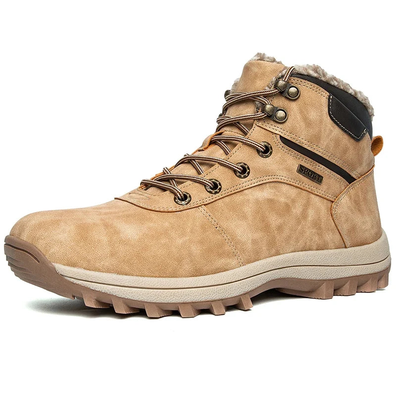 Men’s Waterproof Winter Hiking Boots – Plush-Lined Outdoor Boots with Grippy Sole