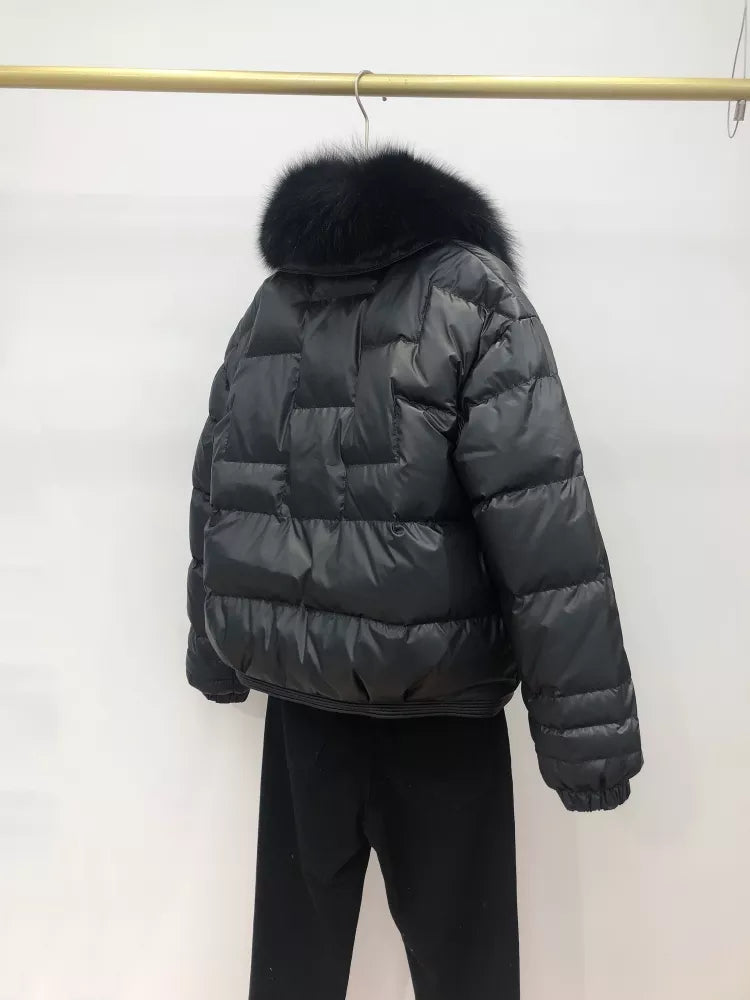 Dames donsjas met zachte kraag – Losjes vallende isolerende laag voor elegante winterkleding