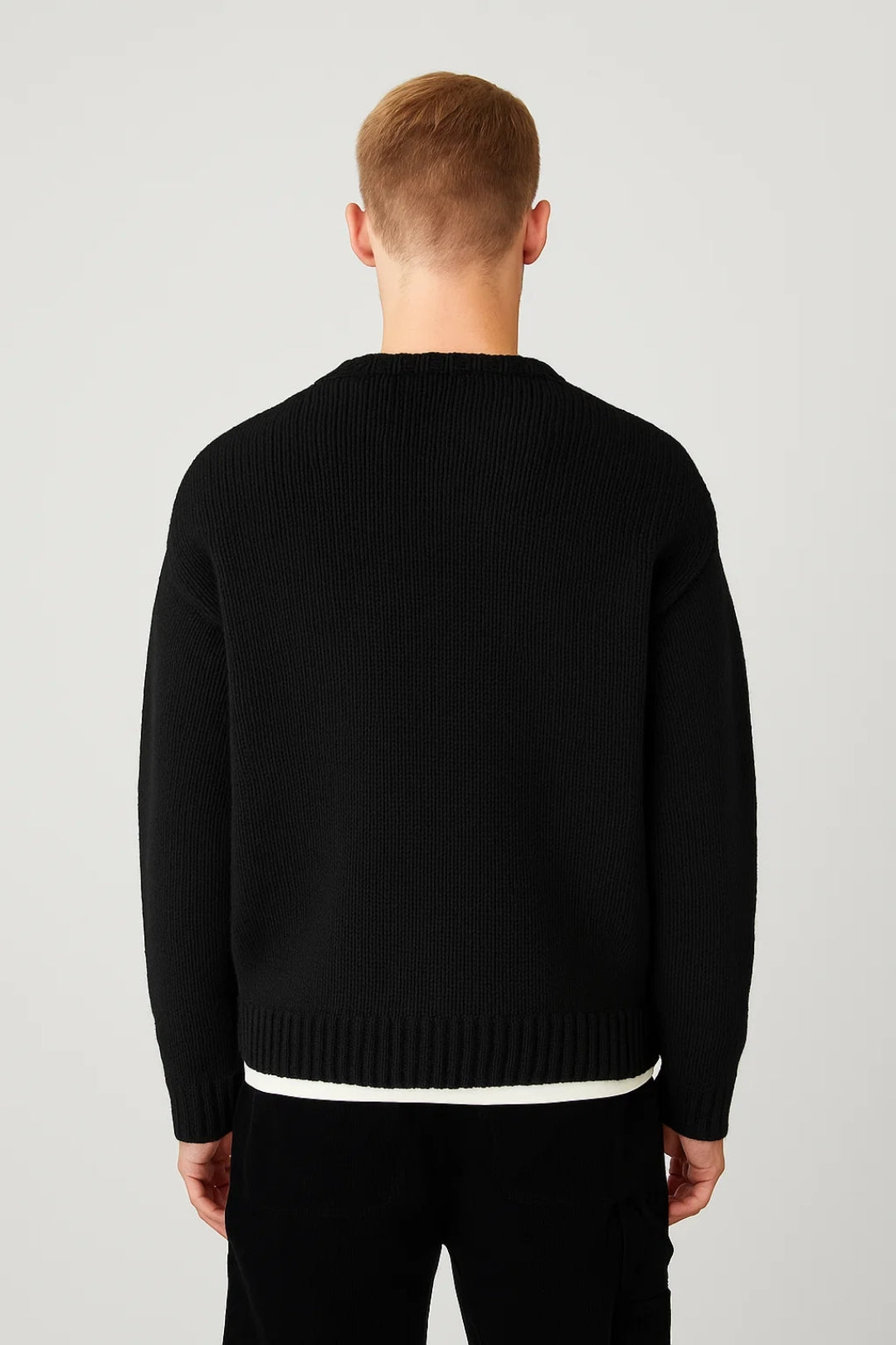 Suéter de punto grande para hombre – Jersey casual de cuello redondo cómodo para uso diario