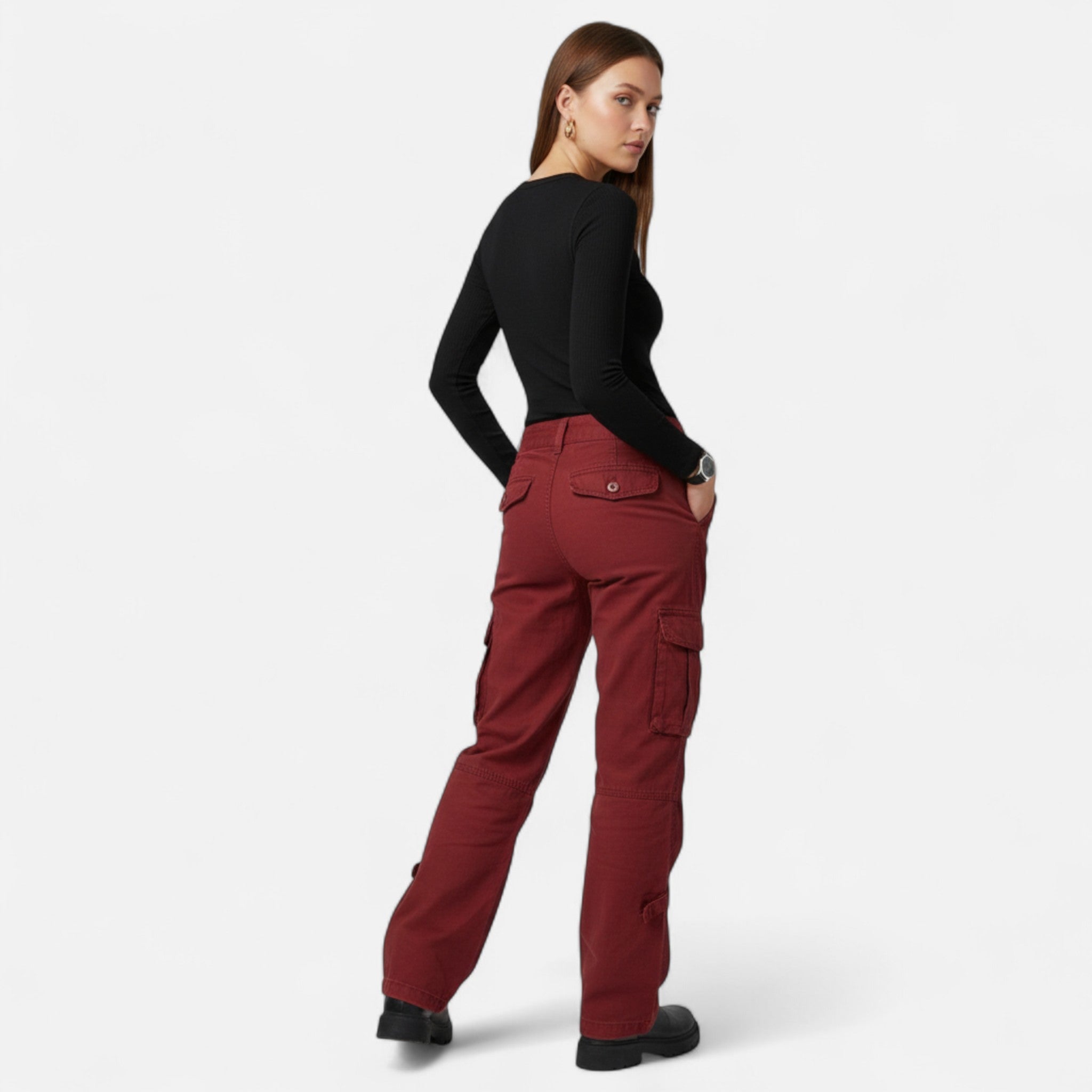 Women’s Wide Leg Cargo Trousers Relaxed Utility Style Pants