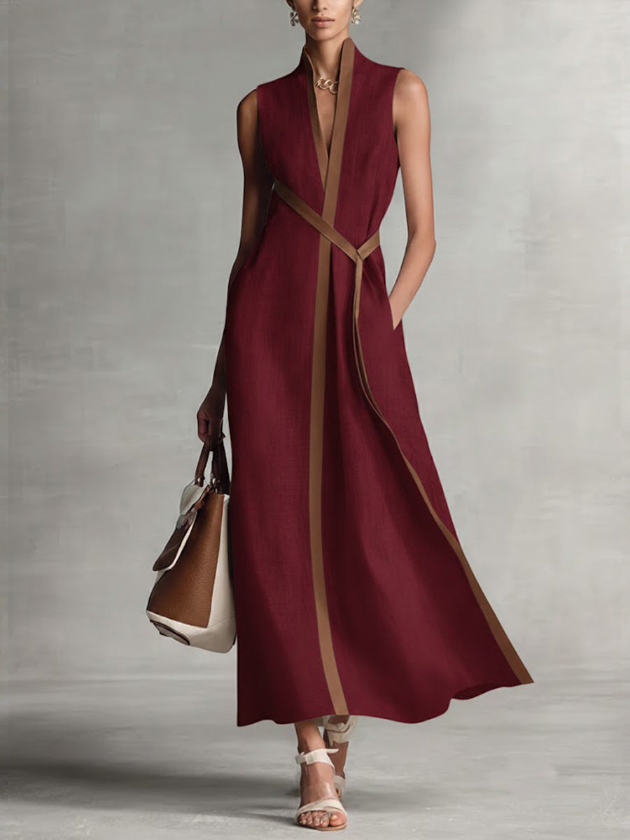 Women’s Sleeveless Wrap Maxi Dress Elegant Occasion Wear