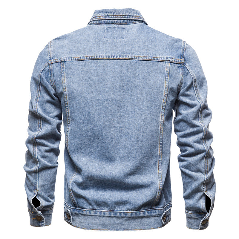 Veste trucker en denim Heritage pour homme – Couche structurée boutonnée sur le devant, avec surpiqûres contrastées et poches utilitaires