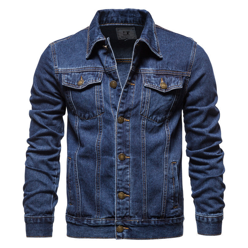 Veste trucker en denim Heritage pour homme – Couche structurée boutonnée sur le devant, avec surpiqûres contrastées et poches utilitaires