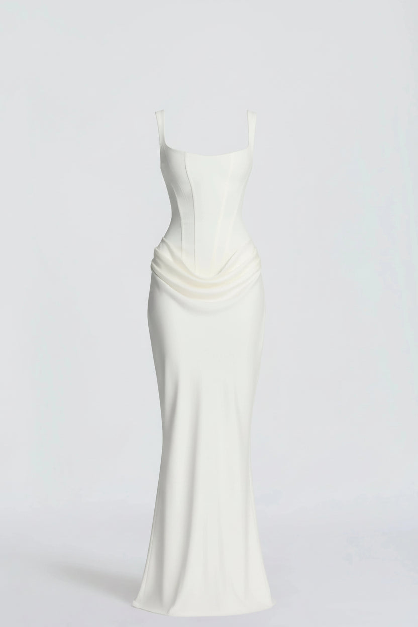 Women’s Dress Square Neck Draped Mermaid Maxi