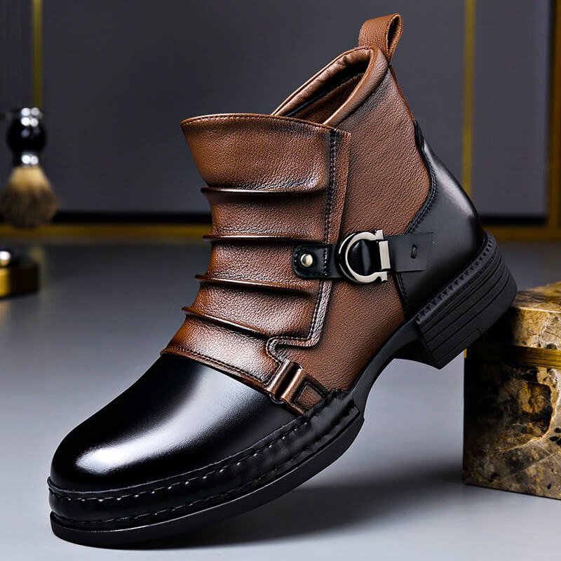 Håndlavede læderstøvler til mænd med spænde – struktureret ankelmodel til smart casual- og weekendbrug