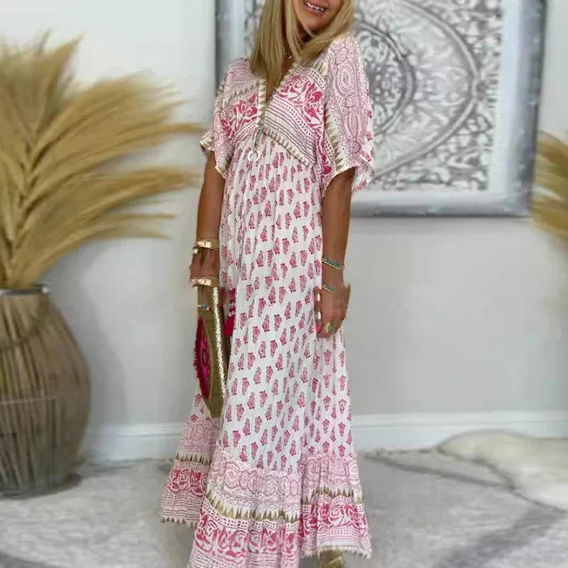 Women’s Printed Bohemian Maxi Dress Relaxed Flowing Silhouette