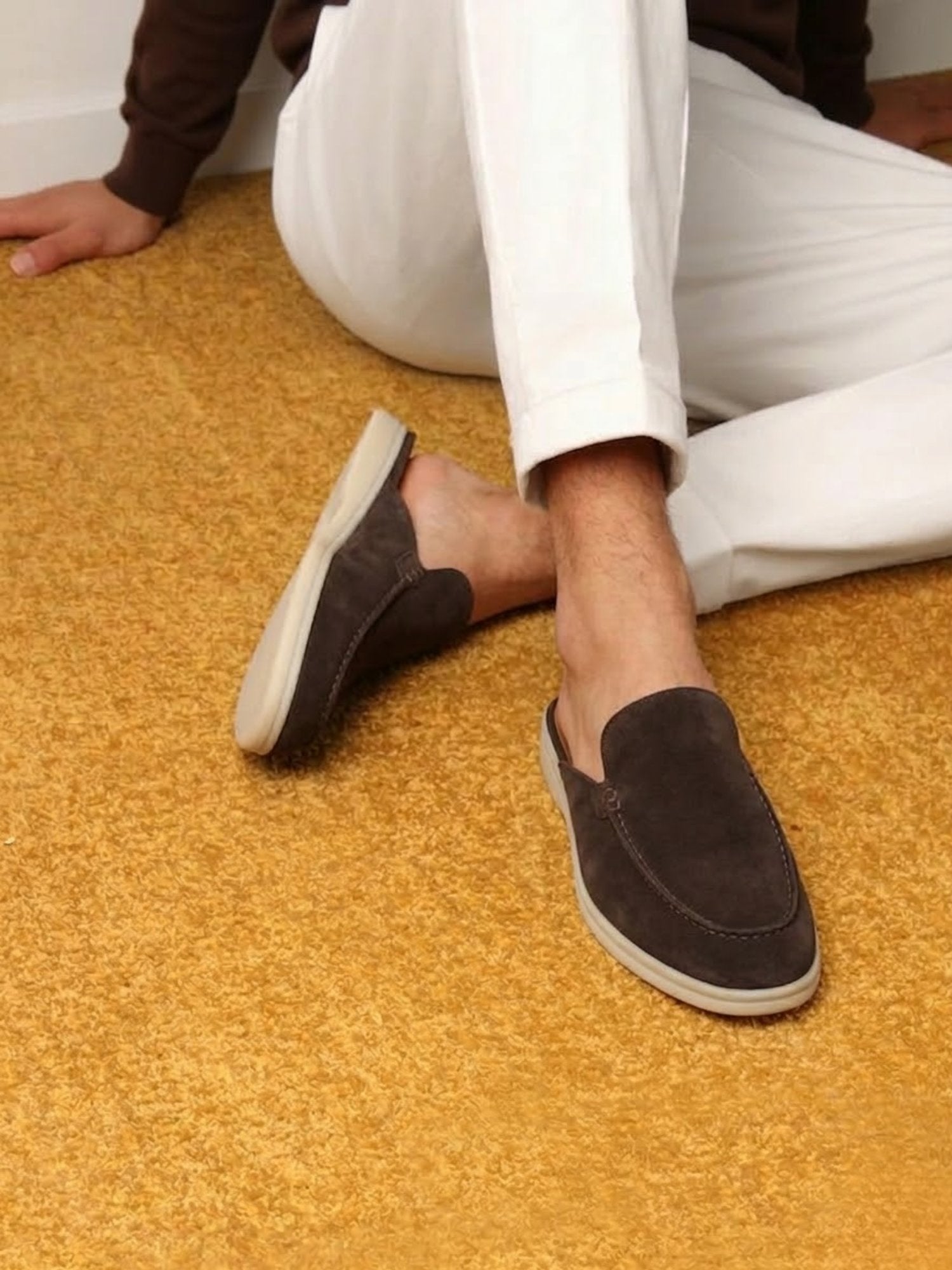 Férfi velúrhatású, öszvér fazonú loafer – könnyű bebújós cipő nyárra és elegáns hétköznapi viselethez
