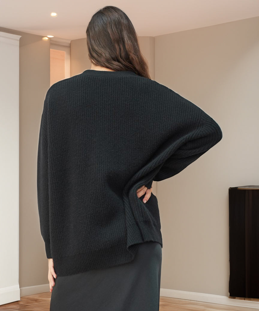 Casaco de malha oversized para senhora – camada suave com botões à frente para o escritório e dias descontraídos