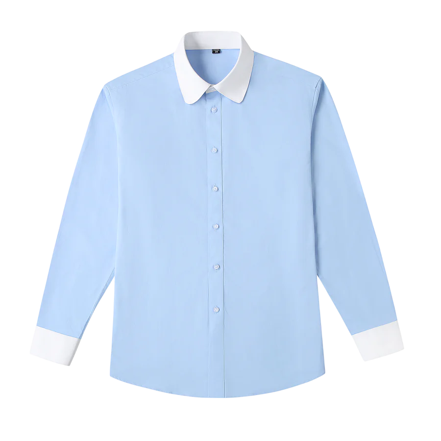 Men’s Rounded Collar Cotton Shirt for Refined Business and Occasion Styling