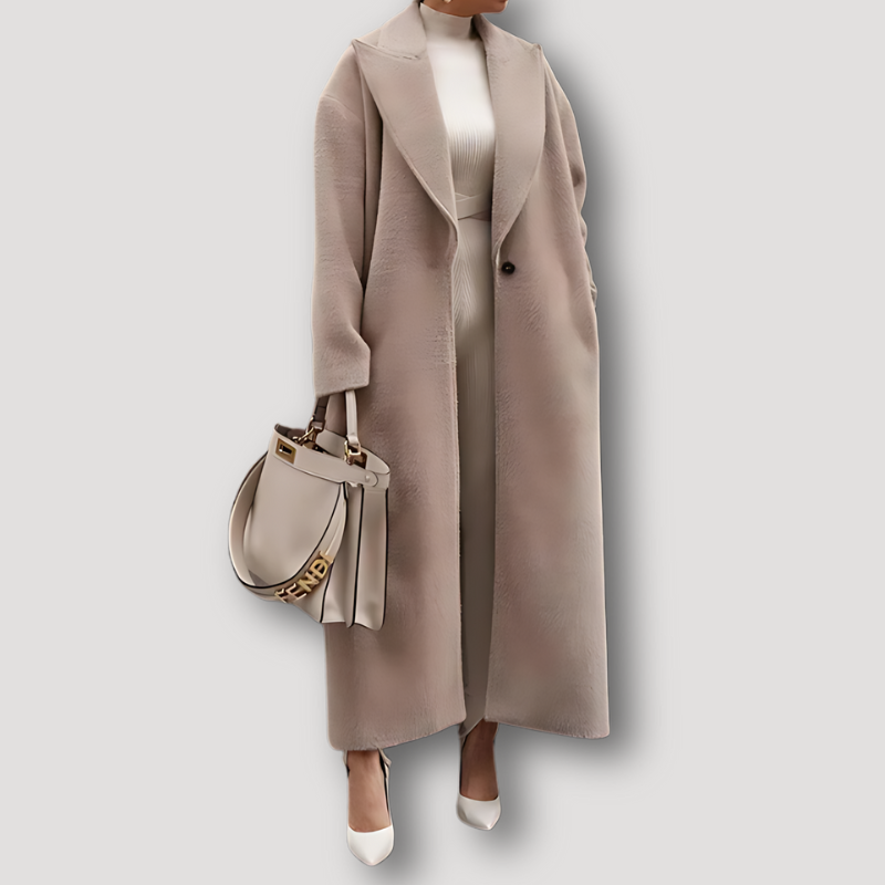 Palton lung oversized de iarnă pentru femei - strat lejer cu rever, pentru oraș pe vreme rece și ținute smart casual