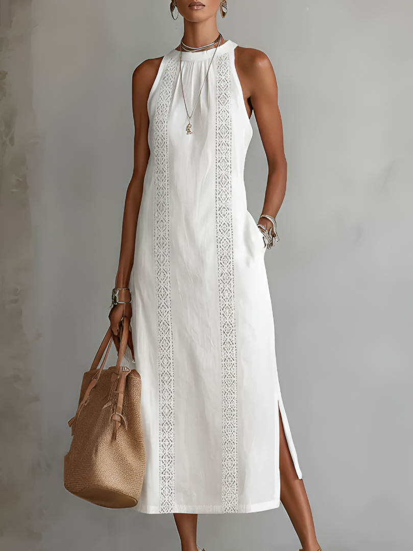 Women’s Lace Panel Midi Dress Relaxed Summer Dress