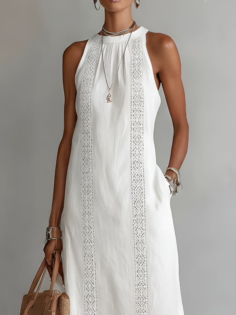 Women’s Lace Panel Midi Dress Relaxed Summer Dress