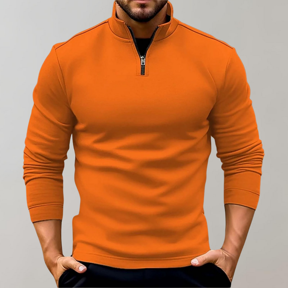 Jersey de media cremallera para hombre, ajustado, de manga larga, tejido casual elegante