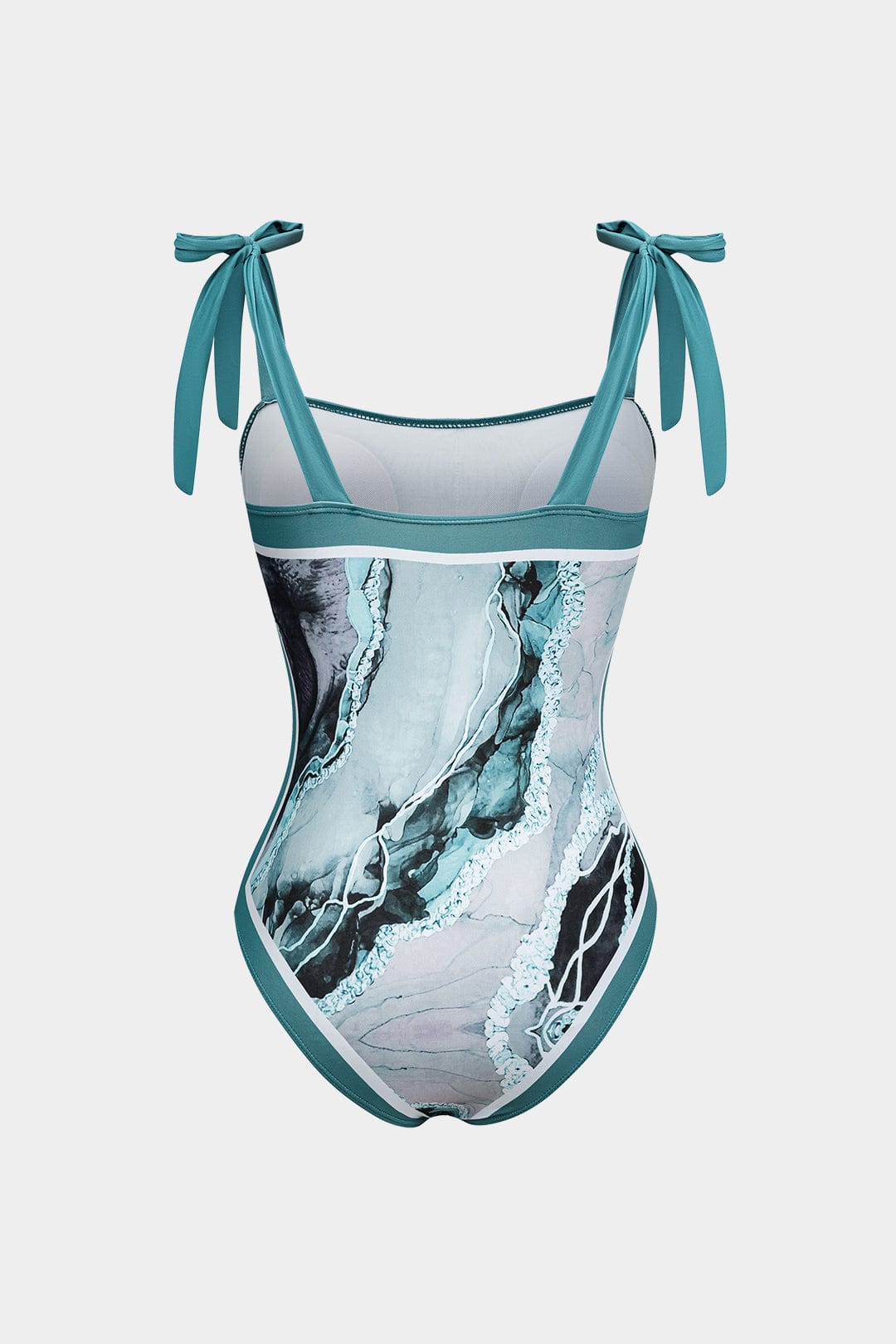 Women’s Printed Swimsuit Set Marble Effect Wrap Sarong