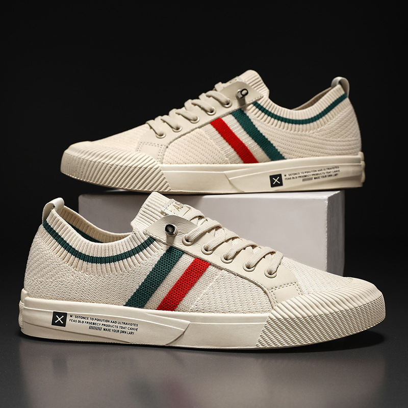 Męskie paskowane dzianinowe sneakersy lekkie codzienne trampki