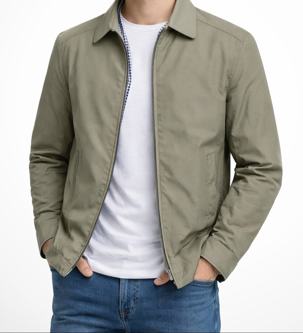 Men’s Classic Harrington Jacket – Structured Zip-Up Layer for Smart Casual Everyday Wear