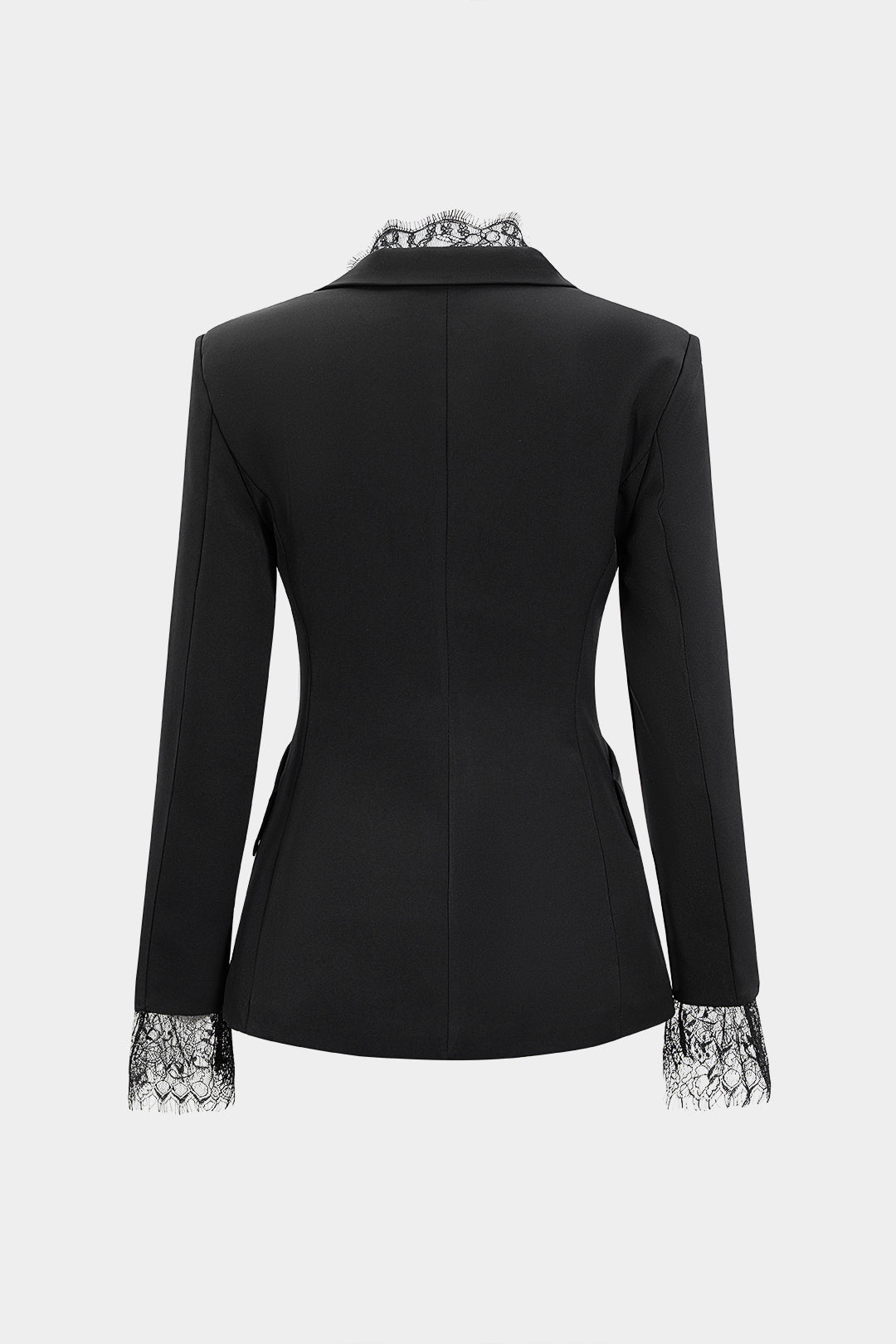 Blazer cambrat de damă cu un singur rând de nasturi și garnitură din dantelă - jachetă cambrată cu mâneci lungi și rever ascuțit, pentru birou și ocazii elegante