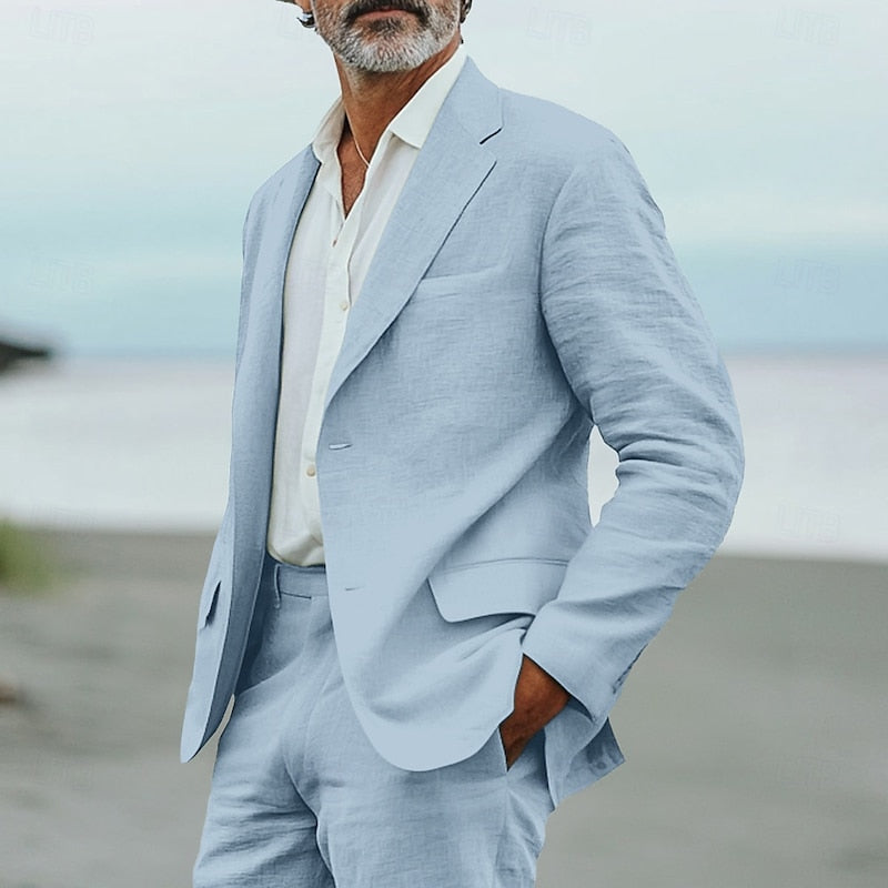 Men’s Relaxed Two-Piece Suit – Tailored Summer Set for Daytime Events