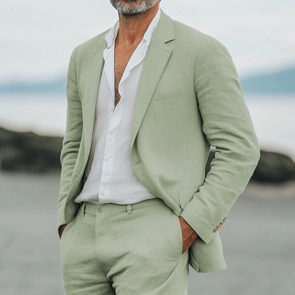 Men’s Relaxed Two-Piece Suit – Tailored Summer Set for Daytime Events