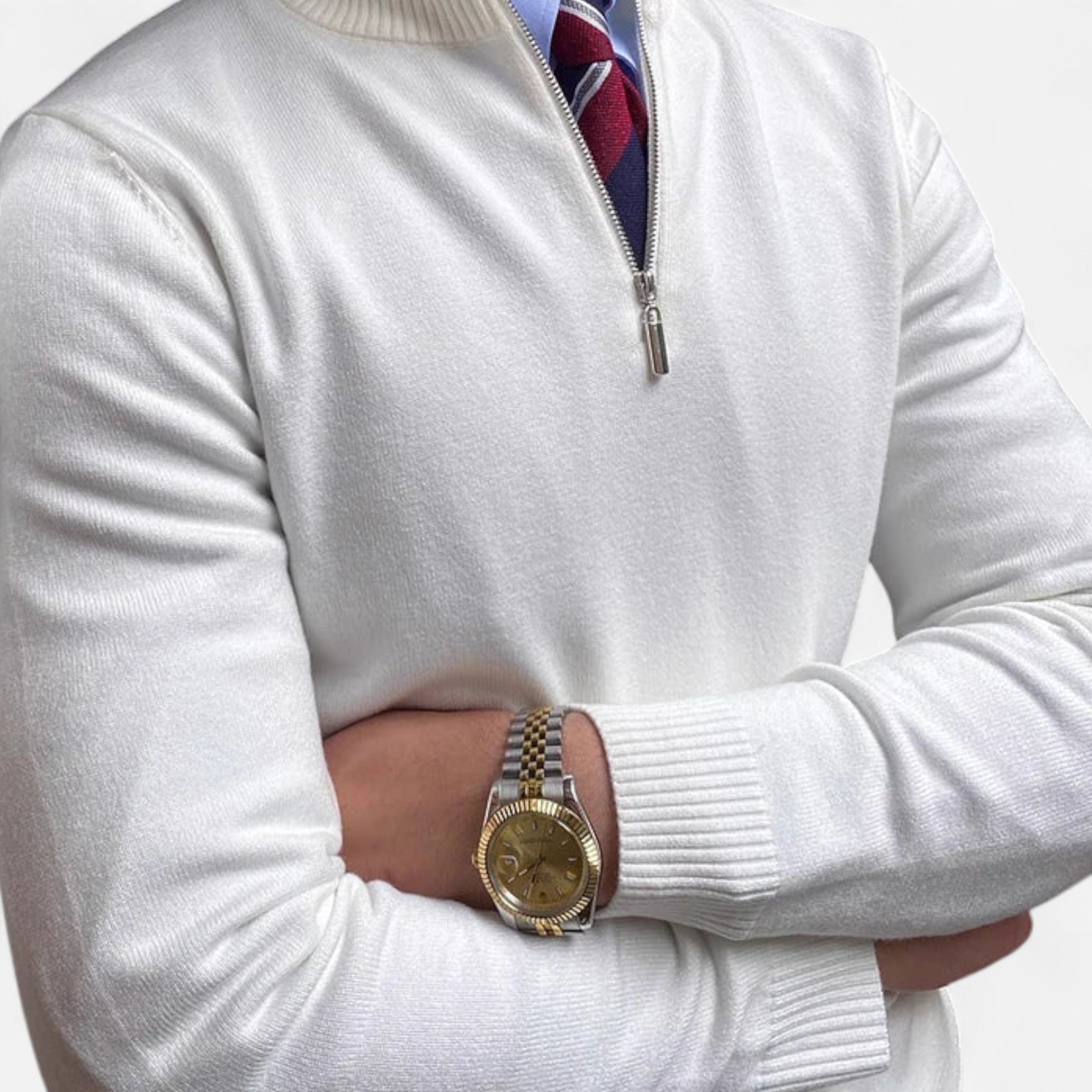 Pull-over homme à demi-zip – Pull en maille lisse pour tenues décontractées chic de printemps