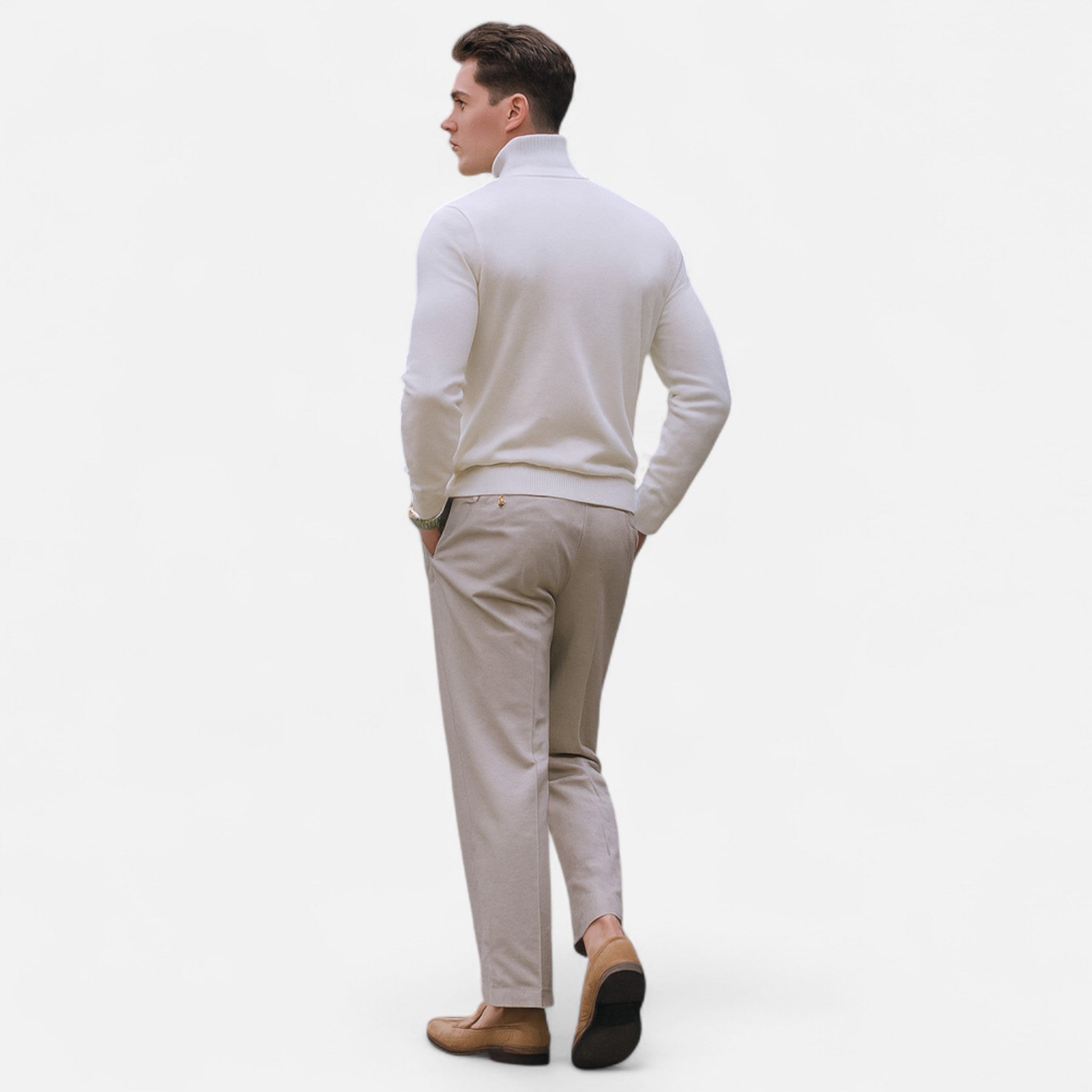 Pull-over homme à demi-zip – Pull en maille lisse pour tenues décontractées chic de printemps