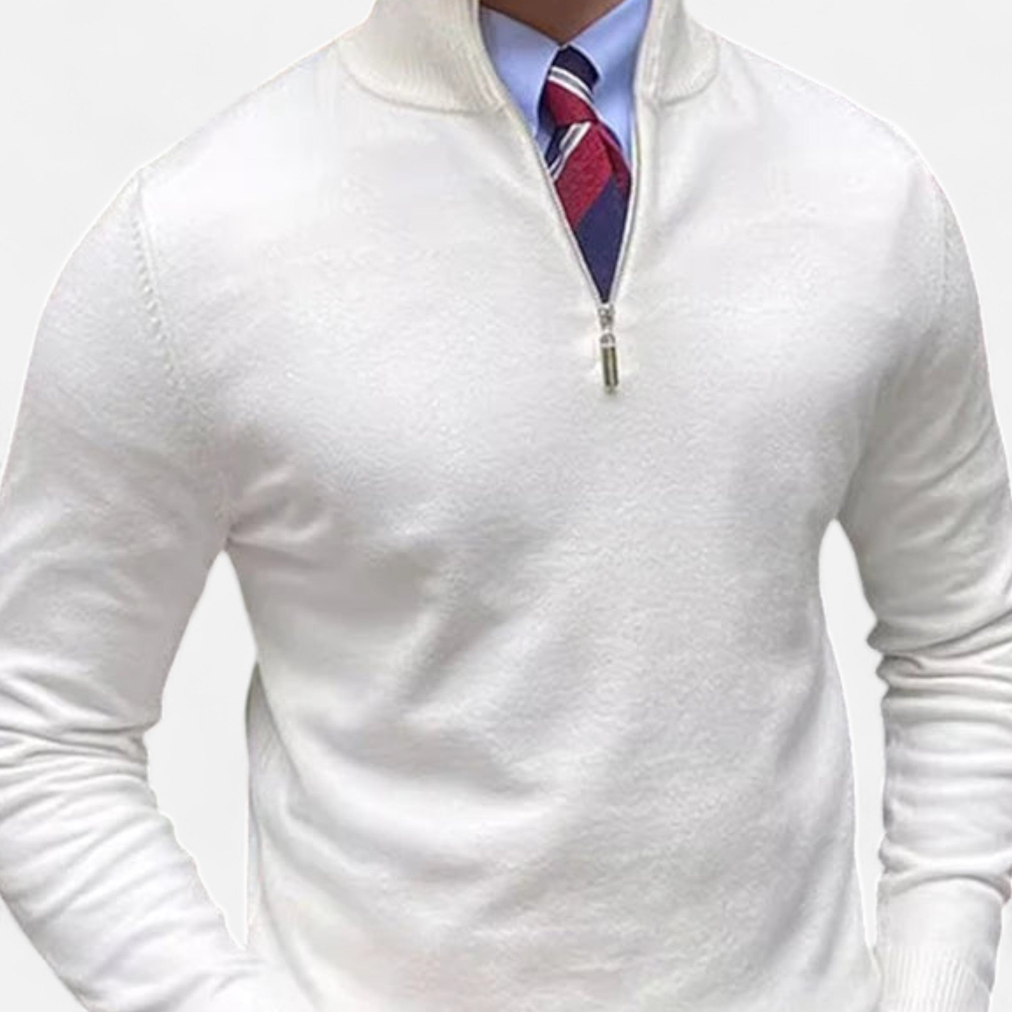 Pull-over homme à demi-zip – Pull en maille lisse pour tenues décontractées chic de printemps