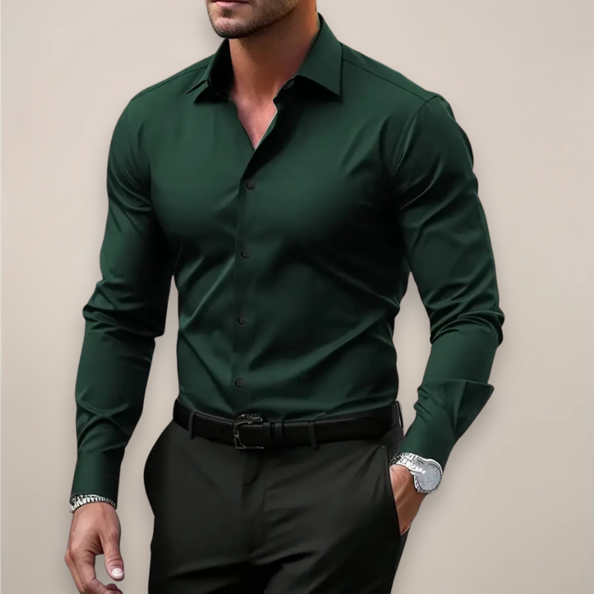 Herren-Langarmhemd mit schmaler Passform – Klassisches Hemd mit Knopfleiste für Büro und eleganten Freizeitlook