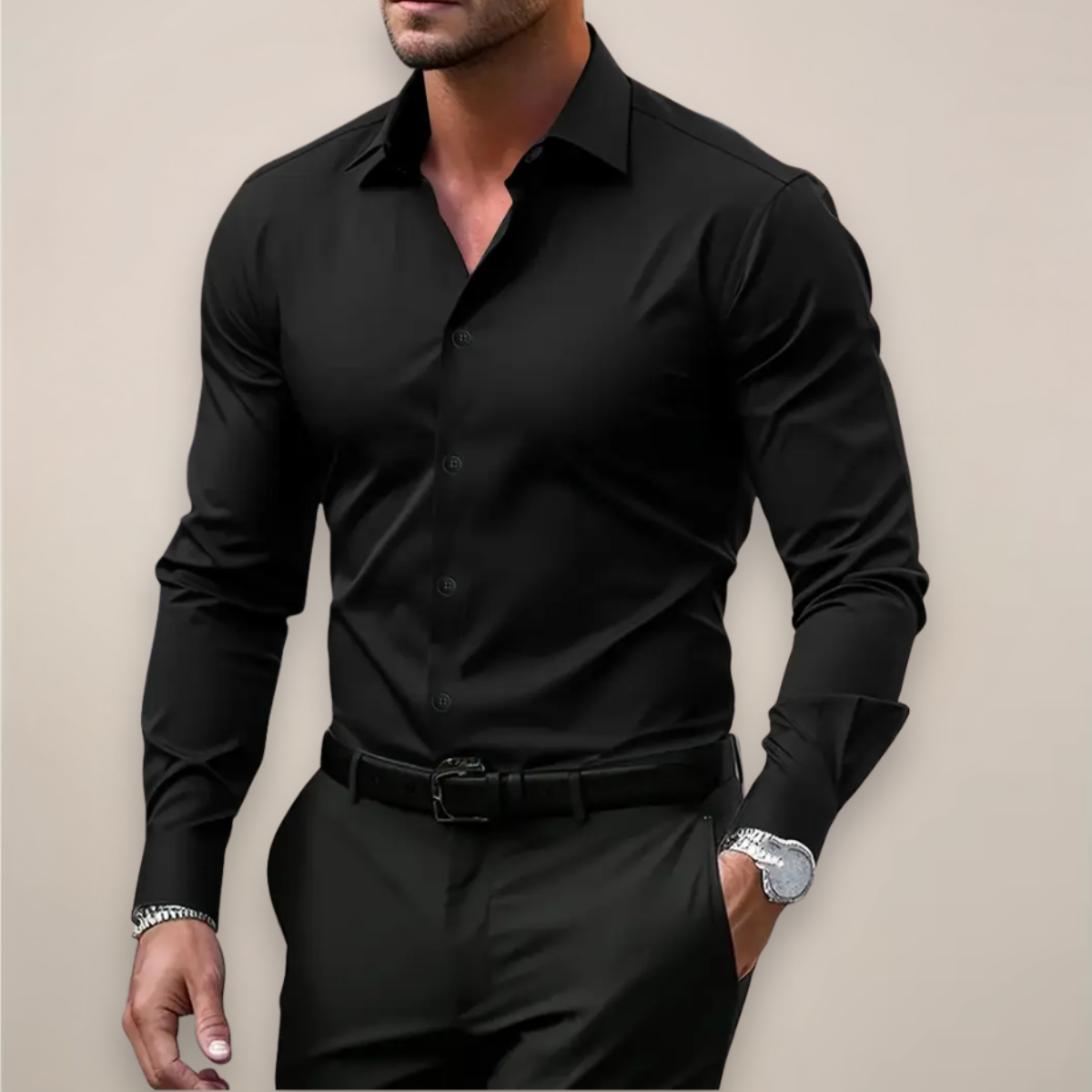 Herren-Langarmhemd mit schmaler Passform – Klassisches Hemd mit Knopfleiste für Büro und eleganten Freizeitlook