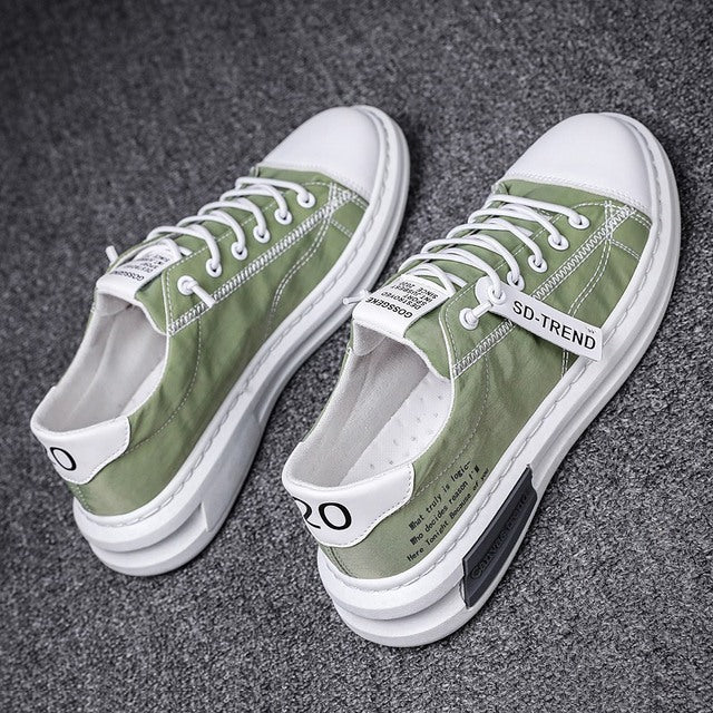 Men’s Lightweight Canvas Sneakers – Lace-Up Low-Top Trainers with Panelled Upper and Cushioned Sole