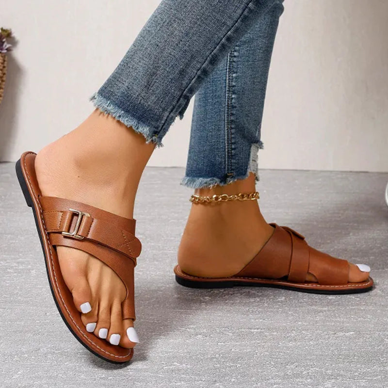 Women’s Toe Ring Sandals with Buckle Strap