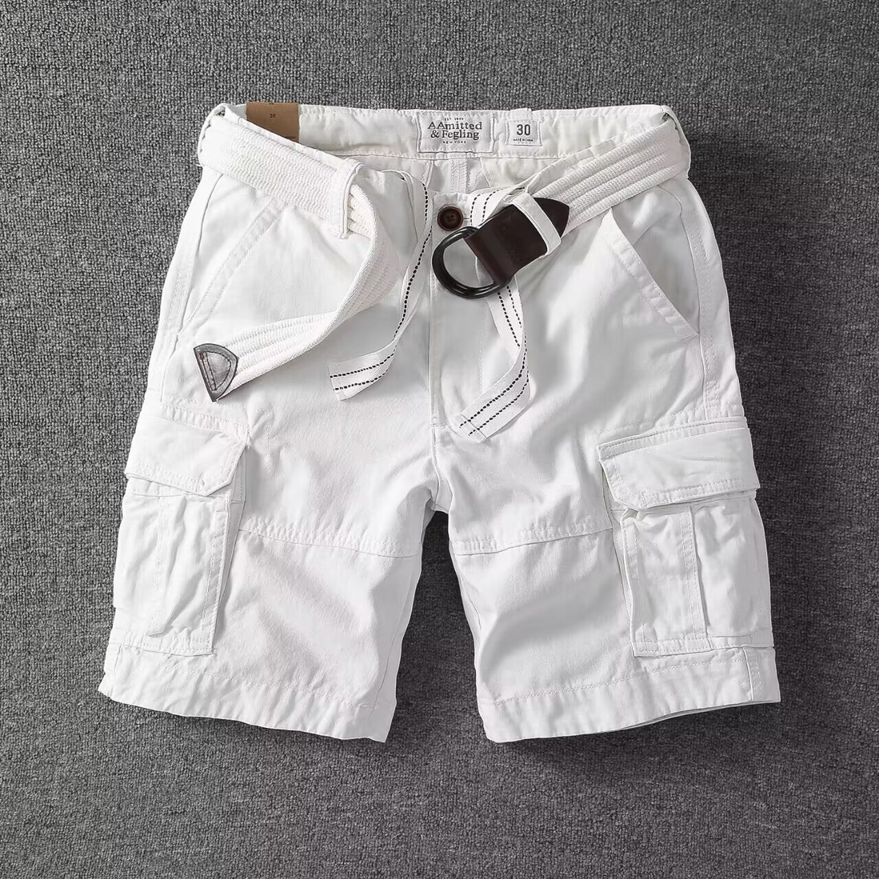 Pantaloncini cargo utility da uomo lavati, vestibilità comoda, streetwear