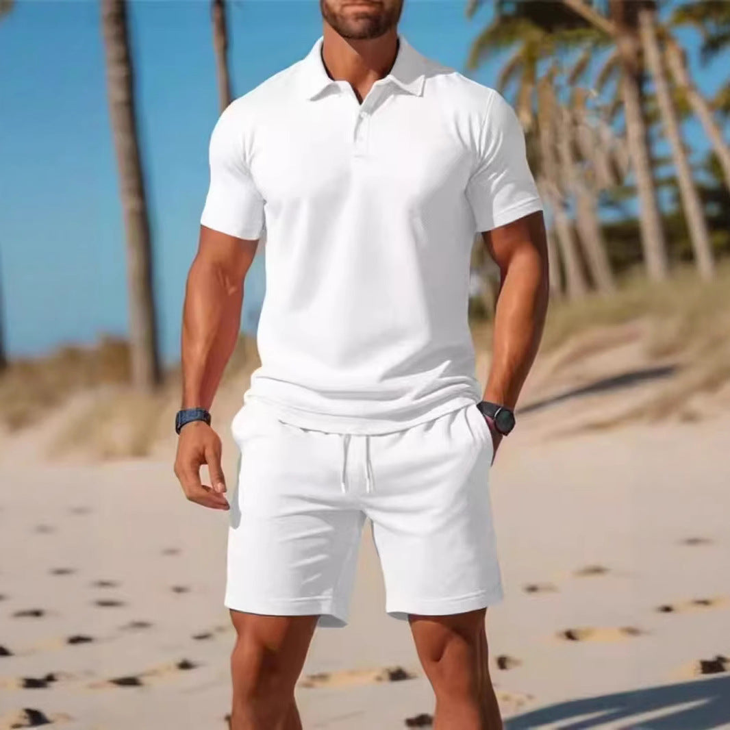 Completo Polo Uomo Lounge Estivo Atletica Maglietta e Pantaloncini con Coulisse