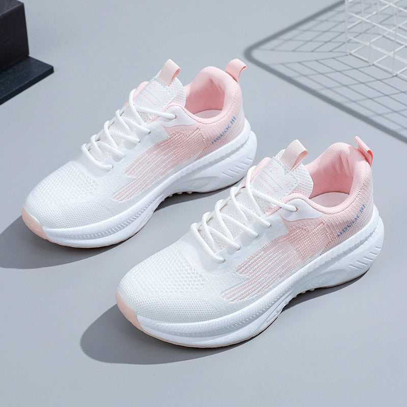 Baskets montantes en mesh à lacets pour femme, avec semelles sculptées et tirettes au talon – Baskets basses sportives pour des tenues décontractées au quotidien