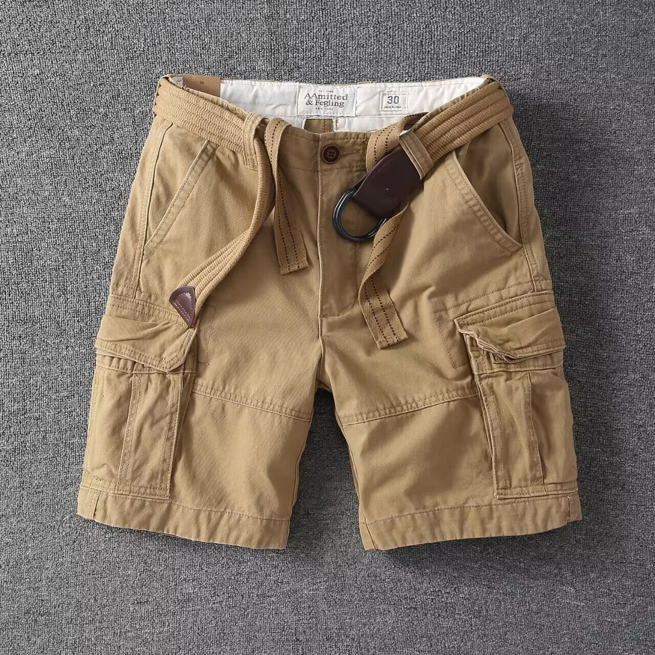 Pantaloncini cargo utility da uomo lavati, vestibilità comoda, streetwear