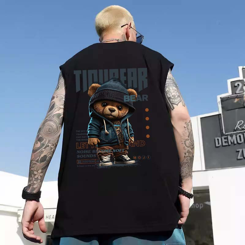 Camiseta sin mangas relajada para entrenamiento con estampado para hombre