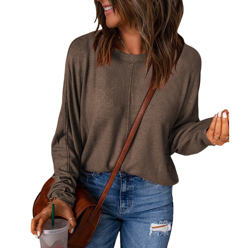 Women’s Relaxed Seam-Detail Long-Sleeve Top – Soft Everyday Layer with Loose Fit