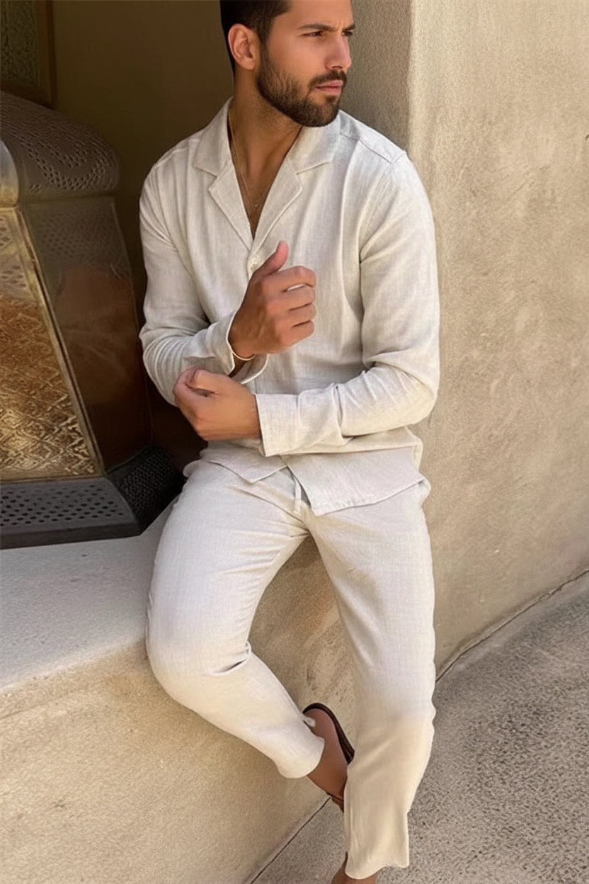 Set bărbați stilat două piese, ținută de vară ușoară, confortabilă, casual, coordonată
