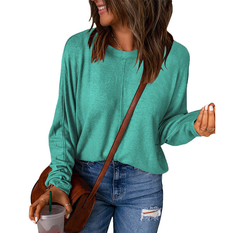 Women’s Relaxed Seam-Detail Long-Sleeve Top – Soft Everyday Layer with Loose Fit