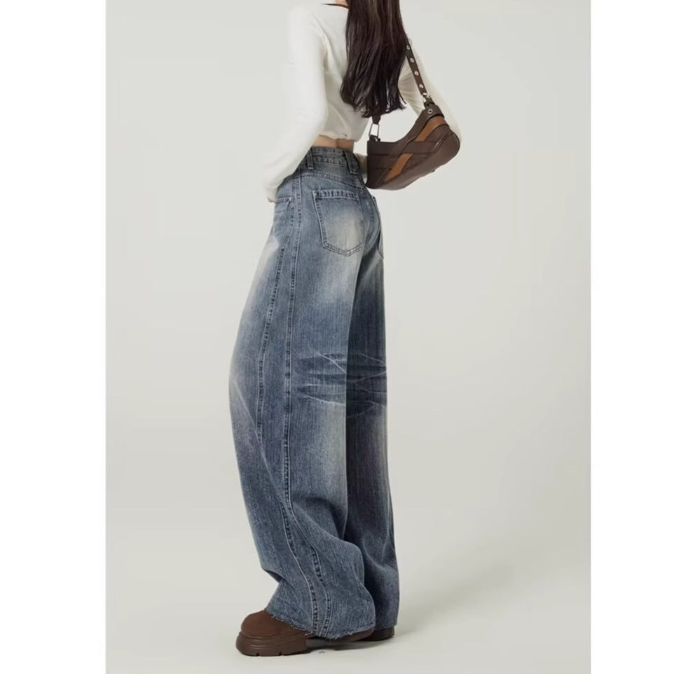 Women’s High Waist Washed Wide Leg Barrel Denim Jeans