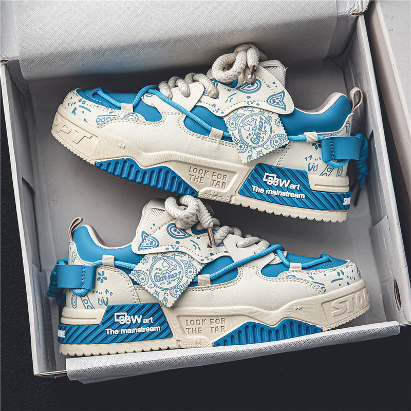 Sneakers stringate chunky da donna con pannelli stampati – Scarpe vistose a strati e basse, per look casual e streetwear