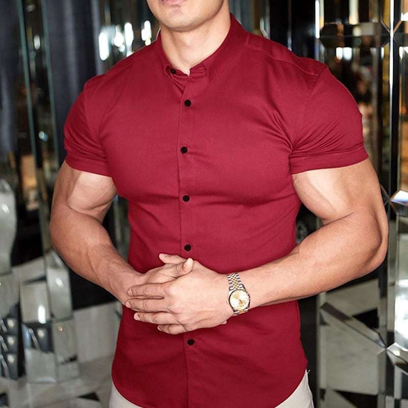 Herren-Kurzarmhemd mit schmaler Passform – Leichtes Hemd mit Knopfleiste für Arbeit und eleganten Freizeitlook im Sommer
