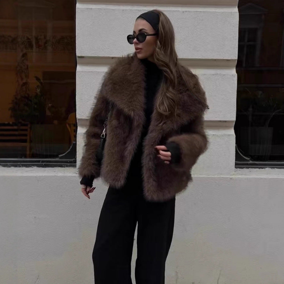 Manteau court pour femme en fausse fourrure – Veste d’hiver douillette pour une tenue élégante par temps froid