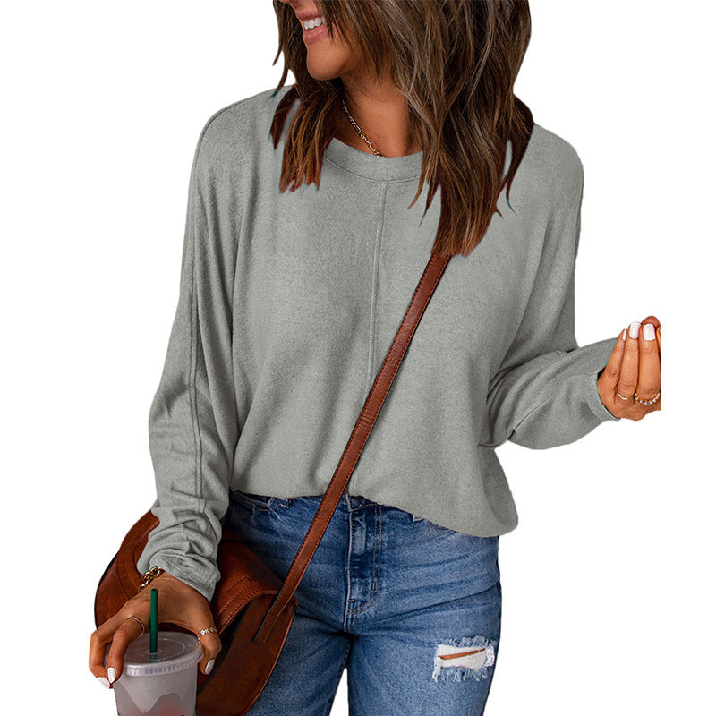Women’s Relaxed Seam-Detail Long-Sleeve Top – Soft Everyday Layer with Loose Fit